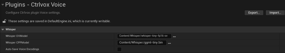 Ctrlvox Voice Settings