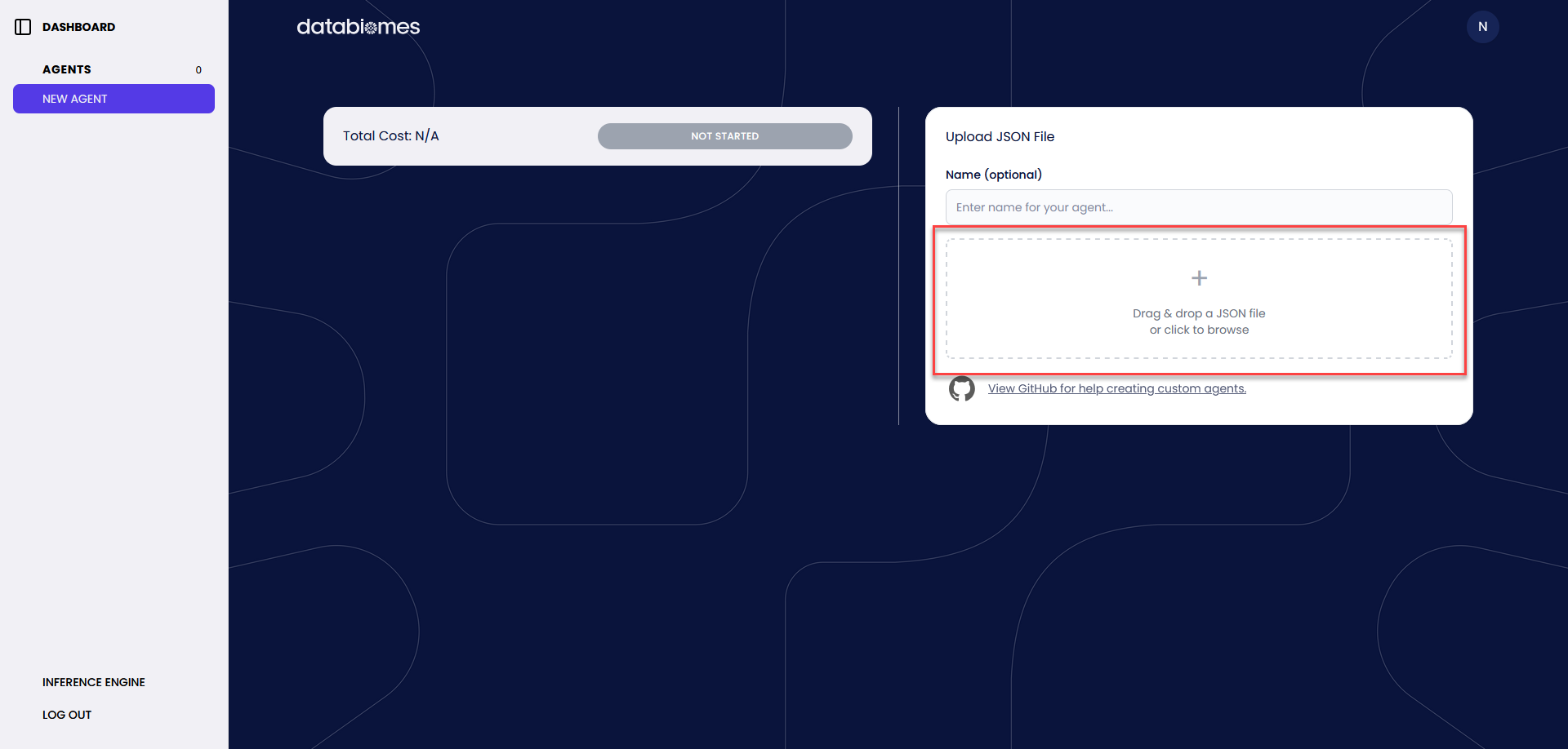 Uploading JSON file to Databiomes